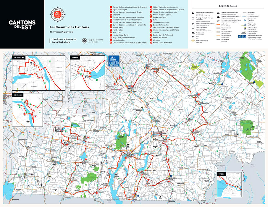 Carte routière de Tourisme Cantons-de-l’Est